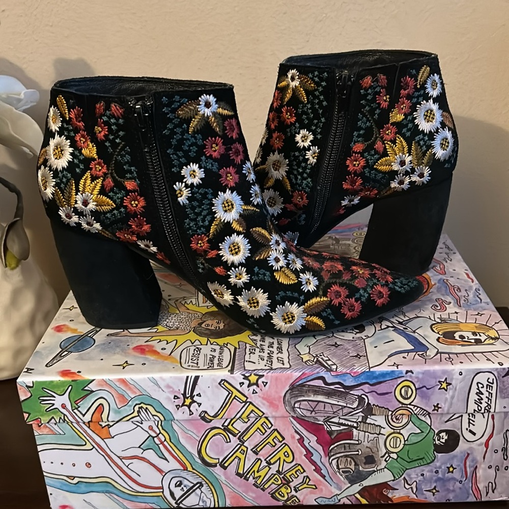 Jeffrey Campbell Floral Embroidered Ankle Boots - Picture 4 of 6